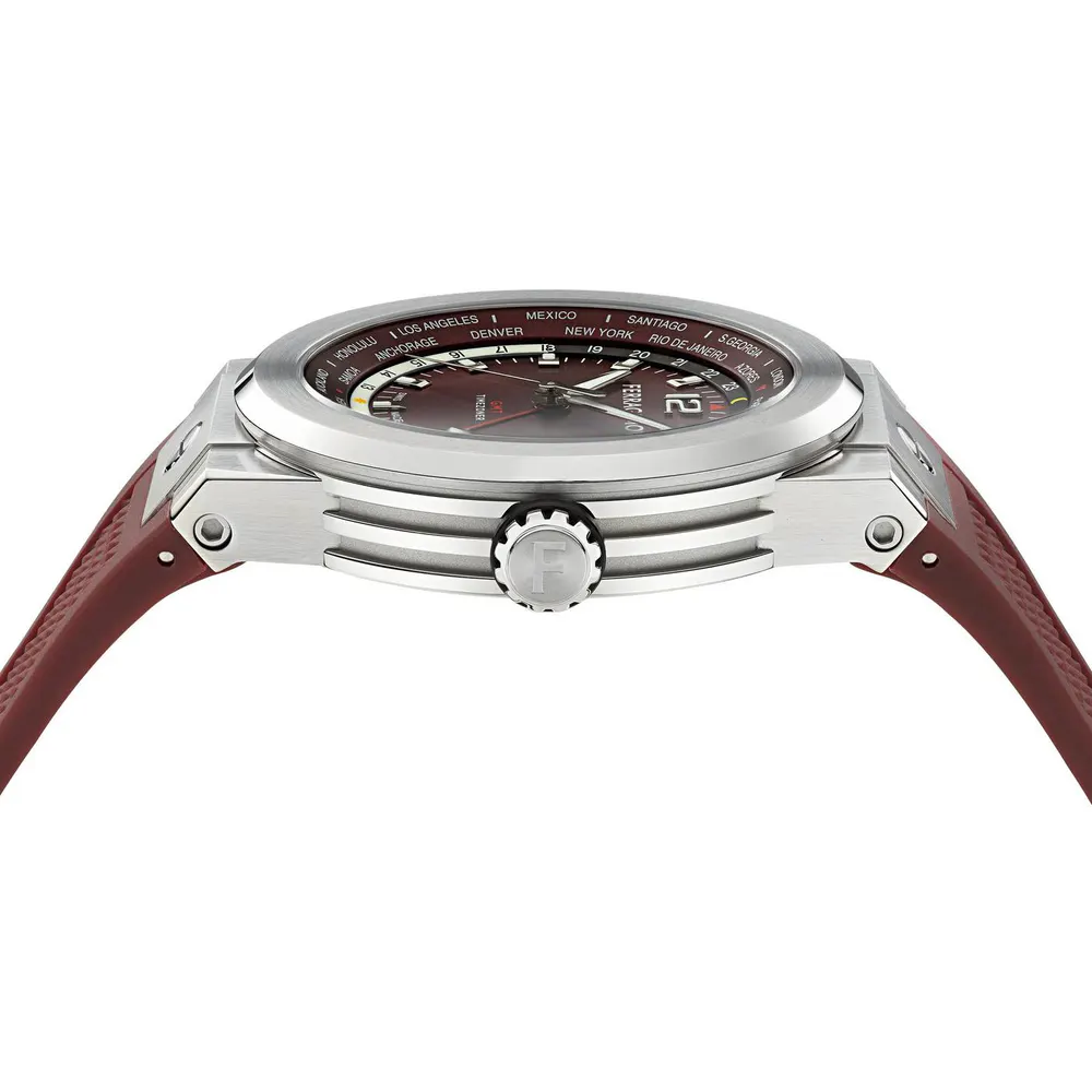 Ferragamo Men's Edge Analogue Quartz Watch in Burgundy/Silve, additional product view 2