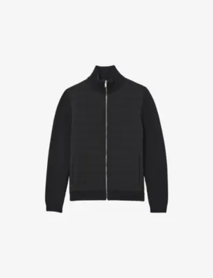 REISS Townsend Funnel-Neck Ribbed-Neck Jacket - SOFT GREY detail 2