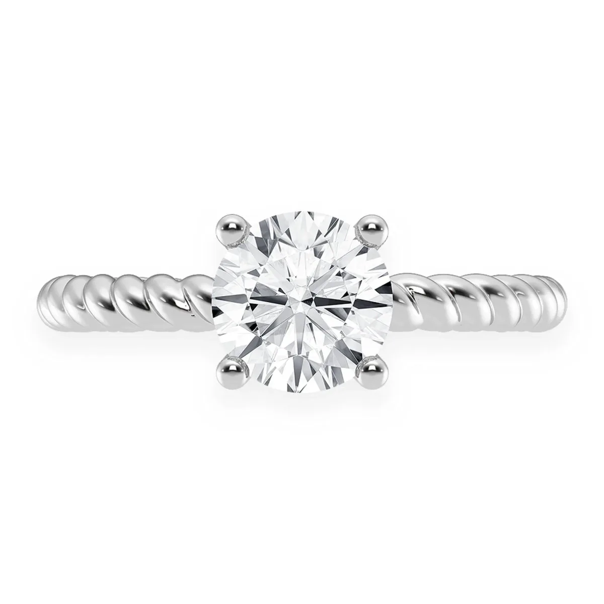 For Him Twist Band Solitaire Diamond Ring in White Gold / 1.00ctw Round Diamond (F/SI2) / Natural Diamond – Ring