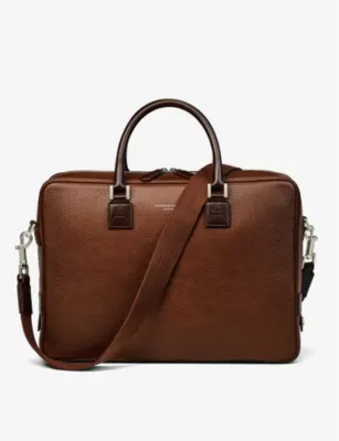 ASPINAL OF LONDON Mount Street logo-embellished leather laptop bag