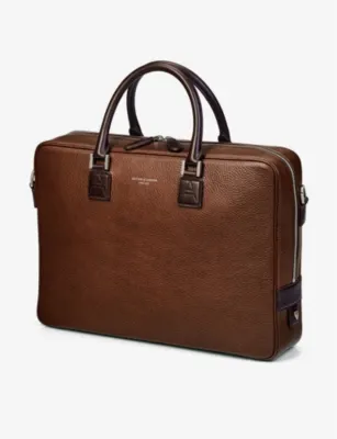 ASPINAL OF LONDON Mount Street logo-embellished leather laptop bag detail 2