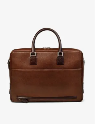 ASPINAL OF LONDON Mount Street logo-embellished leather laptop bag detail 3