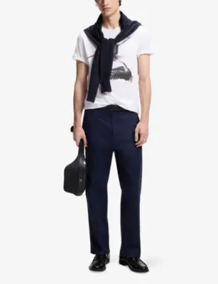 HUGO Bird-Print Short-Sleeved Cotton-Jersey T-Shirt detail 2