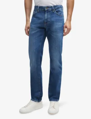 BOSS Regular-fit straight-leg mid-rise stretch-denim jeans - 34/36 detail 3