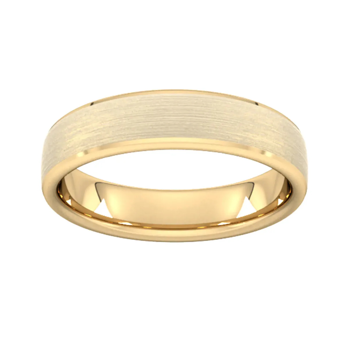 For Him 5mm Slight Court Extra Heavy Polished Chamfered Edges With Matt Centre Wedding Ring In 18 Carat Yellow Gold
