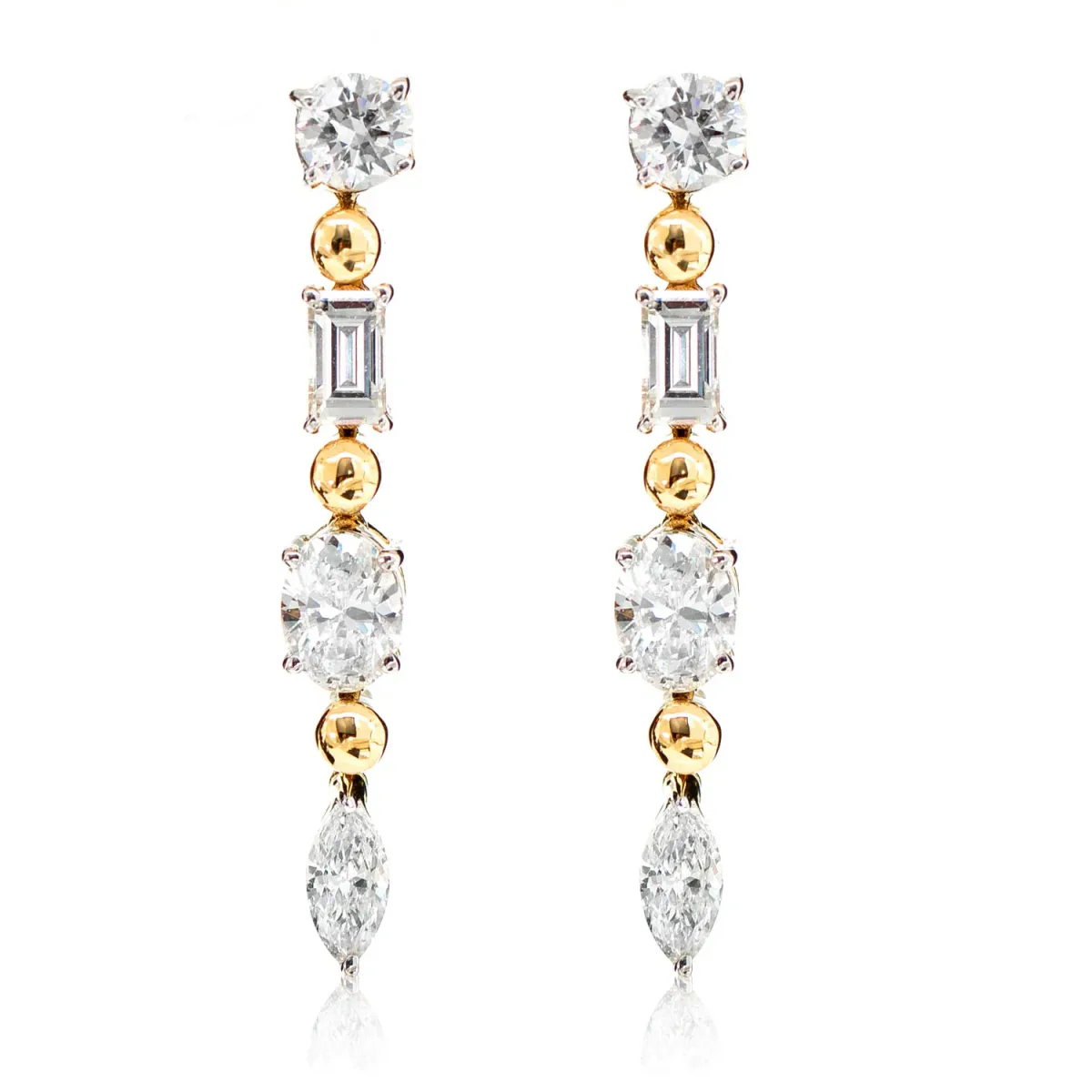 For Him Eclectic Cuts Diamond Dangling Earrings in Rose Gold / Lab Grown Diamond – Earring