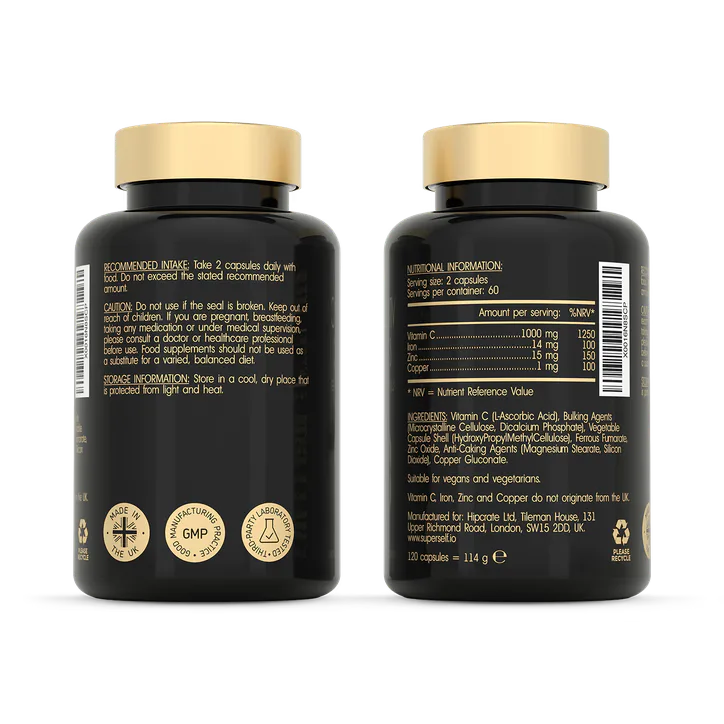 SuperSelf Vitamin C 1000mg with Zinc, Iron, Copper 120 Capsules, additional product view 2