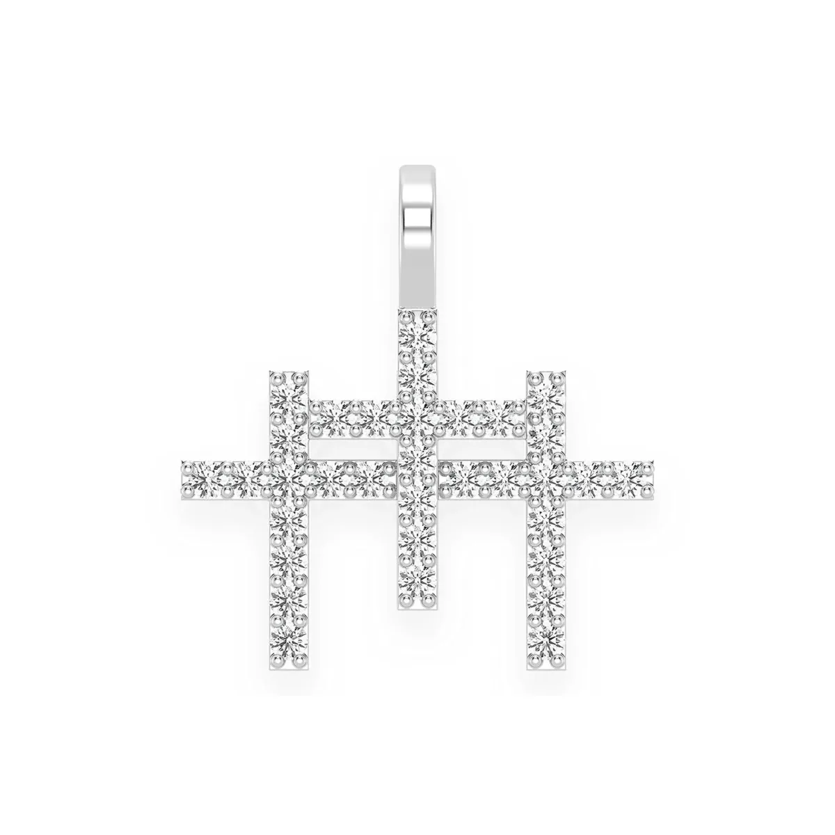For Him Triple Cross Diamond Pendant in White Gold / Natural Diamond – Pendant