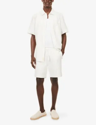 CHE Franklin Striped Cotton and Linen-Blend Shorts detail 2