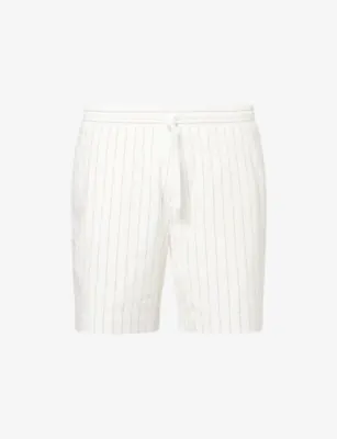 CHE Franklin Striped Cotton and Linen-Blend Shorts