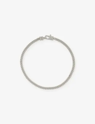 TOM WOOD Curb M Rhodium-Plated 925 Sterling Silver Bracelet - 7.7in