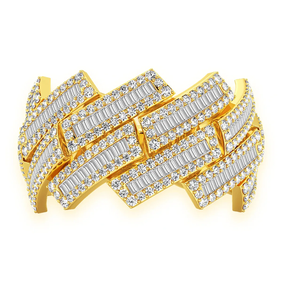 For Him Serrated Baguette Cuban Ring in Yellow Gold / Natural Diamond – Ring