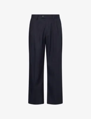 PERCIVAL Pressed-Pleat Straight-Leg Cotton-Blend Trousers - 32R