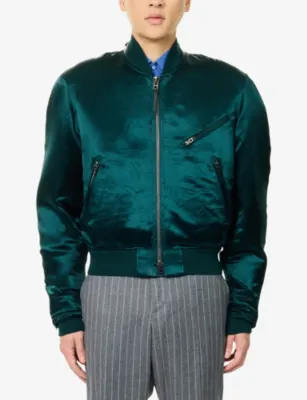 TOM FORD Varsity Zip Satin Bomber Jacket detail 3