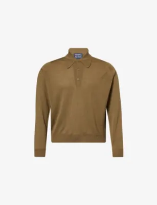 JOHN SMEDLEY X Bill Nighy Long-Sleeve Merino Wool Polo Shirt - Rewilding Green/mi detail 2