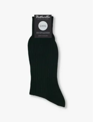 PANTHERELLA Danvers branded cotton-blend socks - Dark Brown Mix detail 2