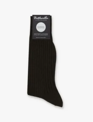 PANTHERELLA Danvers branded cotton-blend socks - Dark Brown Mix detail 3