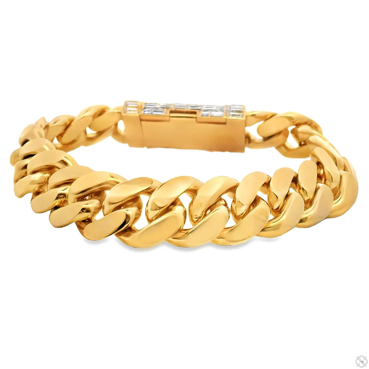RINA - For Him CUSTOM Custom Made Baguette Diamond Lock Miami Cuban Link Bracelet 70348