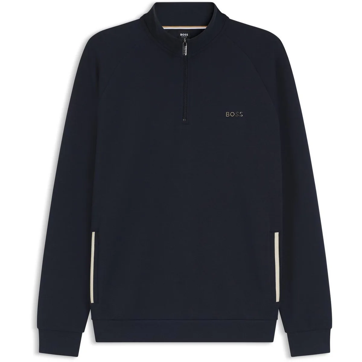 Boss Mens BOSS GREEN 1/4 Zip Jumper with Metal Logo Detail (Sense)