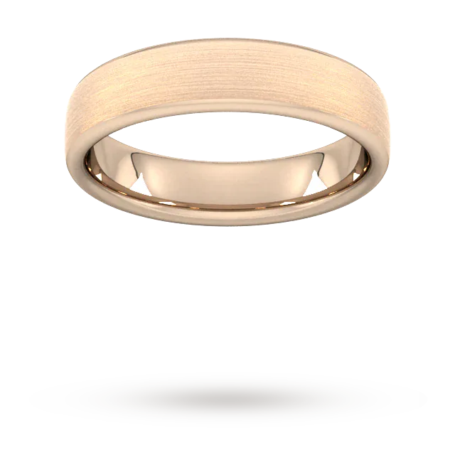 For Him 5mm D Shape Heavy Matt Finished Wedding Ring In 18 Carat Yellow Gold