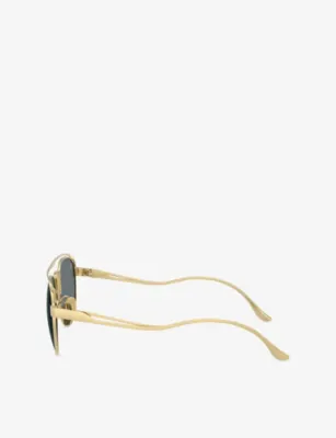 FERRARI FH1025T Round-Frame Metal Sunglasses in GOLD, additional product view 3