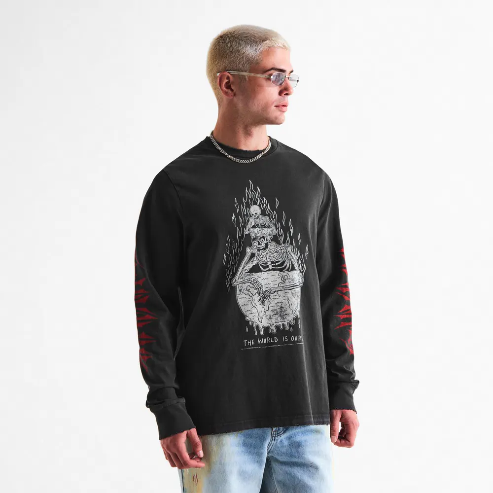 Gallery Dept Men's Long Sleeve T-Shirt in Vintage Black, additional product view 3