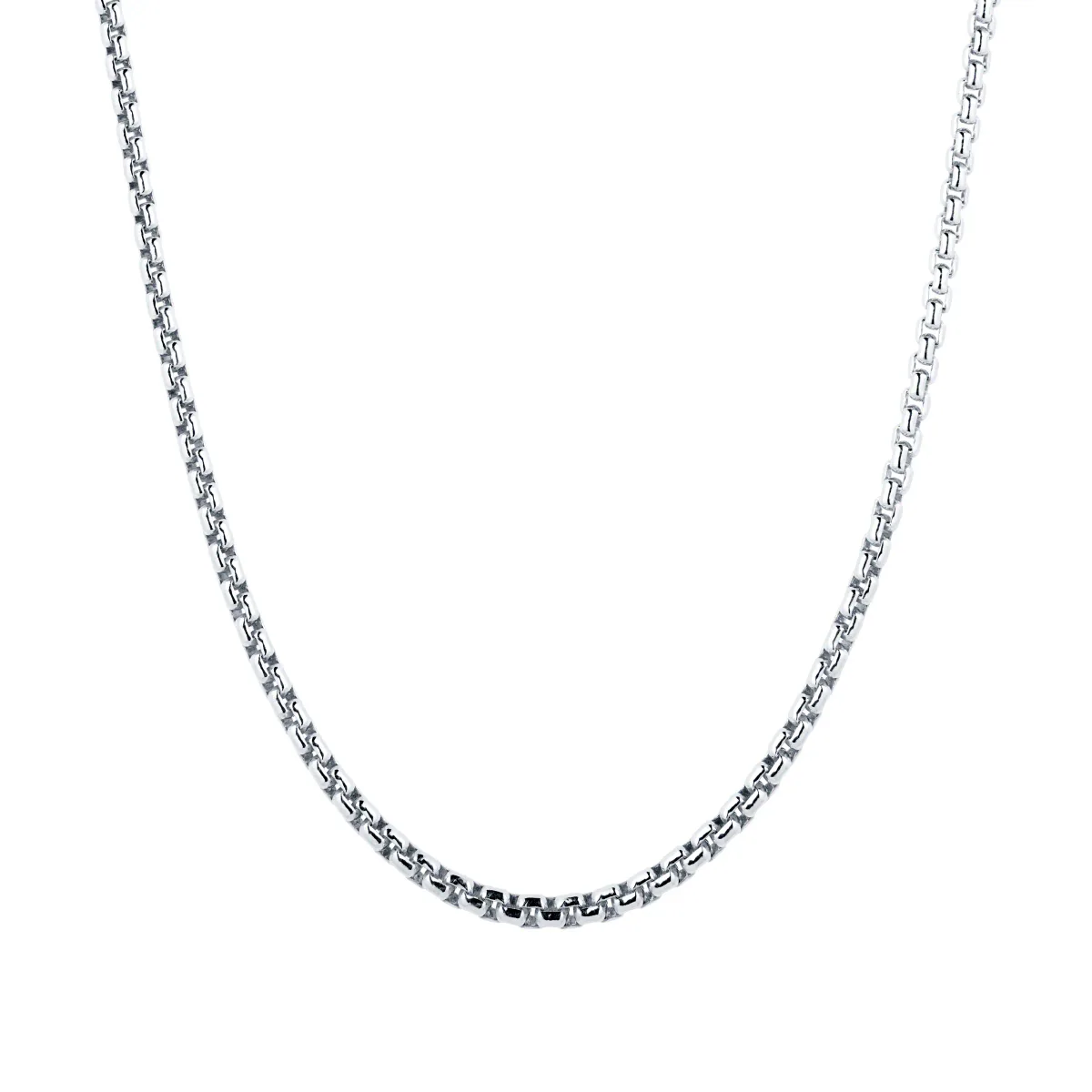 For Him Silver Mens Box Belcher Necklace