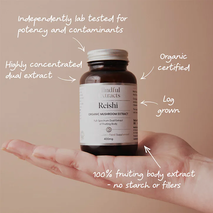 Mindful Extracts Organic Reishi Mushroom 60 Vegan Capsules detail 2