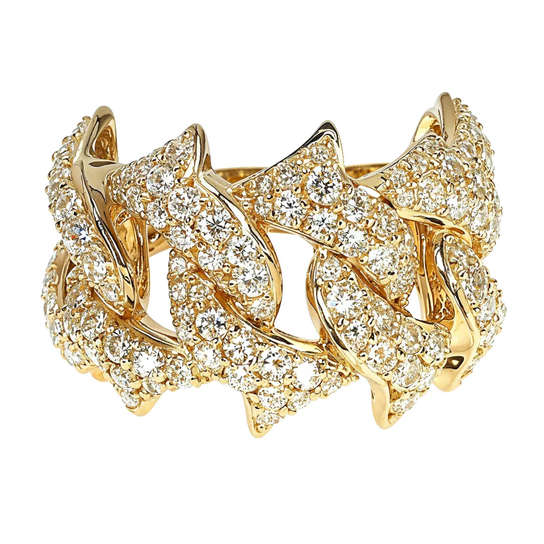 ANNA - CONSCIOUS DIAMONDS 14K Gold Diamond Spiked Cuban Link Ring 66170 in Yellow Gold / 10 – Ring