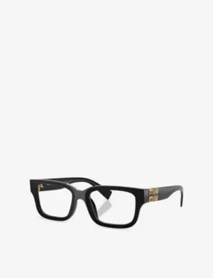 MIU MIU MU 02YV Square-Frame Acetate Eyeglasses in BLACK, additional product view 2