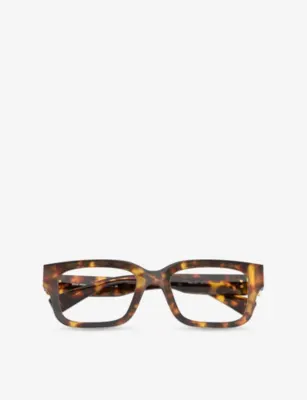 MIU MIU MU 02YV Square-Frame Acetate Eyeglasses in BROWN – Mens | Glasses