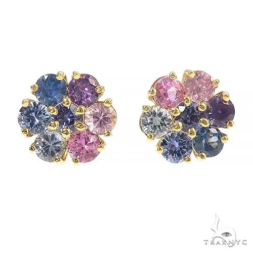 PIA - For Him GEMSTONES Large Pink and Blue Sapphire Flower Earrings 66895 in Rose – Earrings
