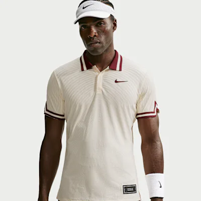Nike NikeCourt Slam Men's Aero-FIT Tennis Polo - Pale Ivory/Team Red
