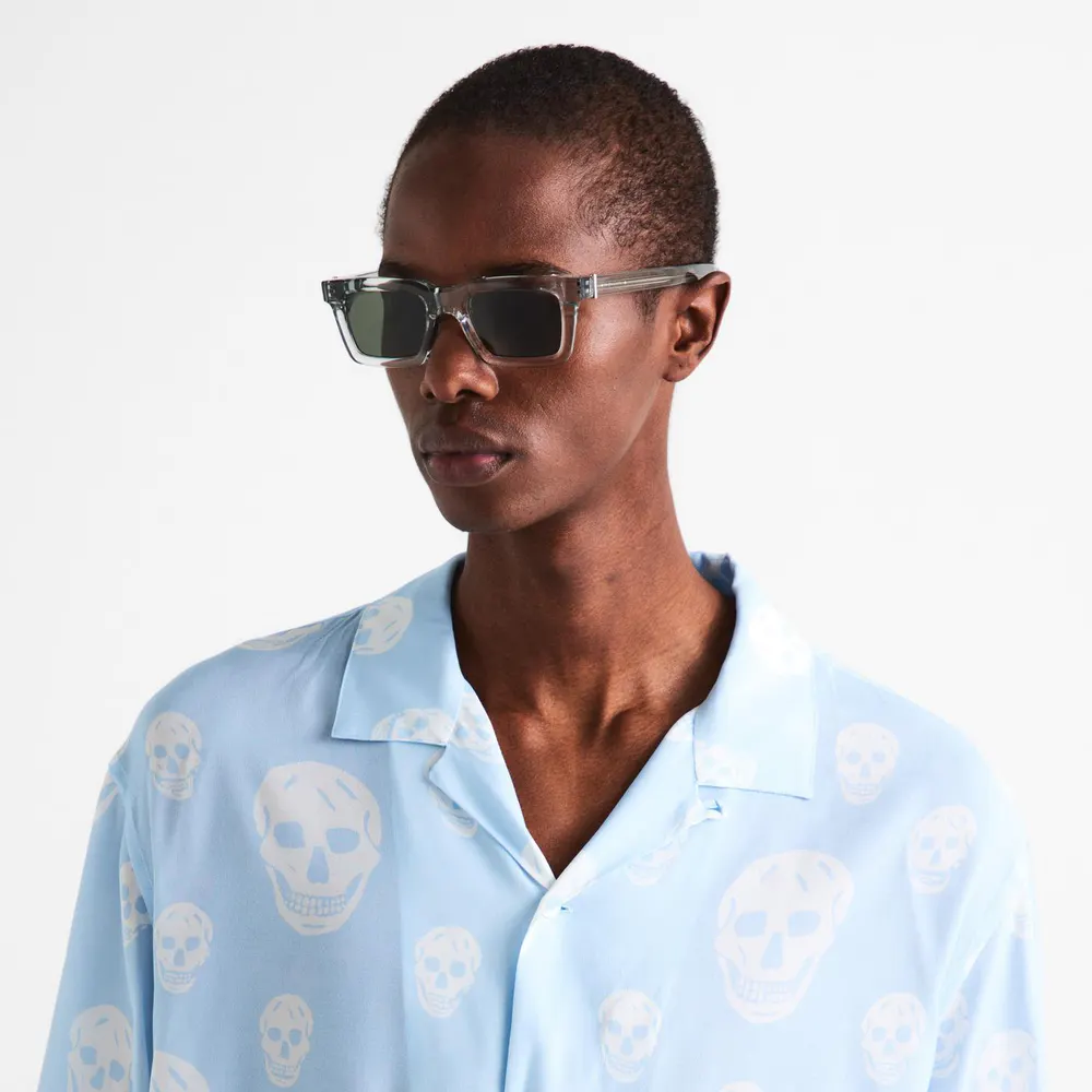 Alexander McQueen Men's AM0506S Wayfarer Sunglasses in Grey, additional product view 2