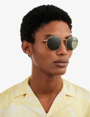 RAY-BAN RB3565 Jack hexagonal-frame gold-tone and acetate sunglasses detail 2