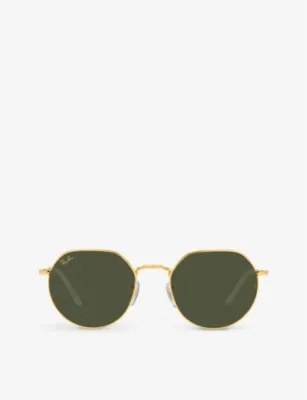 RAY-BAN RB3565 Jack hexagonal-frame gold-tone and acetate sunglasses