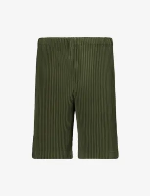 HOMME PLISSE ISSEY MIYAKE Basics Pleated Knitted Shorts - Duomo Door Green in Duomo Door Green – Mens | Trousers & shorts | Casual