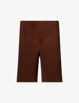 HOMME PLISSE ISSEY MIYAKE Basics Pleated Knitted Shorts - Duomo Door Green in Anchor Brown – Mens | Trousers & shorts | Casual