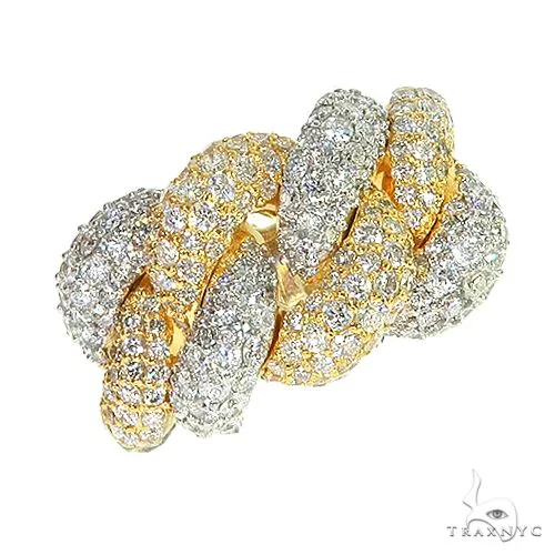 AHMED - MOON JEWELRY 2 Tone 14K Gold Puffy Diamond Cuban Ring 66942 in 6 – Ring