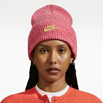 Nike Peak Tall-Cuff Holiday Beanie - University Red/Sail/Metallic Gold