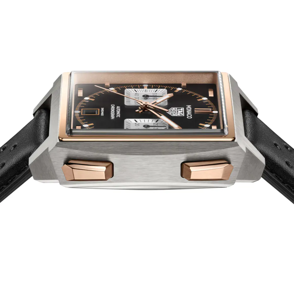 TAG Heuer Monaco Chronograph 39mm Titanium and 18k Rose Gold Mens Watch in Black, additional product view 2