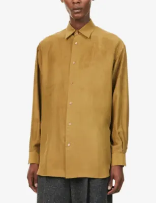 VALENTINO GARAVANI Classic-Collar Long-Sleeve Silk Shirt detail 3