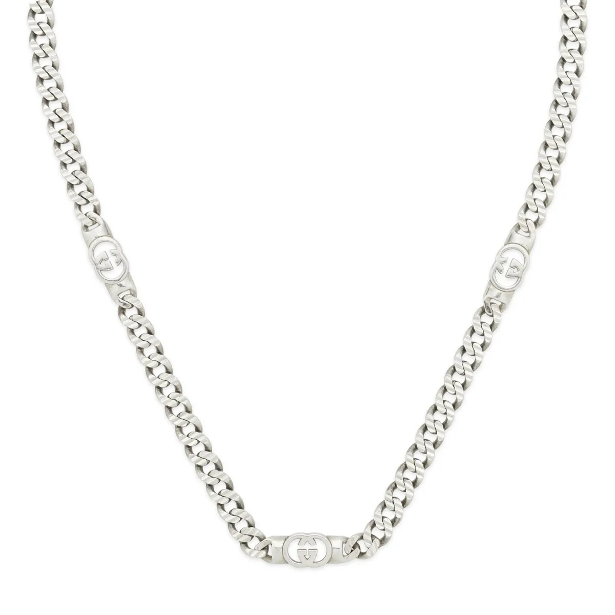 Gucci Interlocking Sterling Silver Chain Necklace