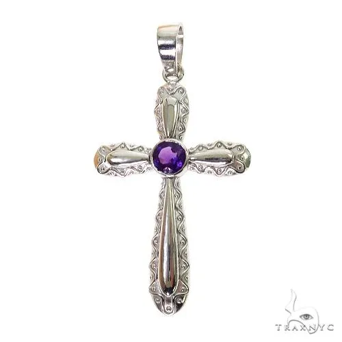 MARYAM - For Him SILVER Amethyst Sanctity Cross Pendant 69602 – Pendant
