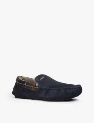 BARBOUR Monty faux shearling-lined tartan slippers - EUR 44 / 10 UK MEN in NAVY, additional product view 3