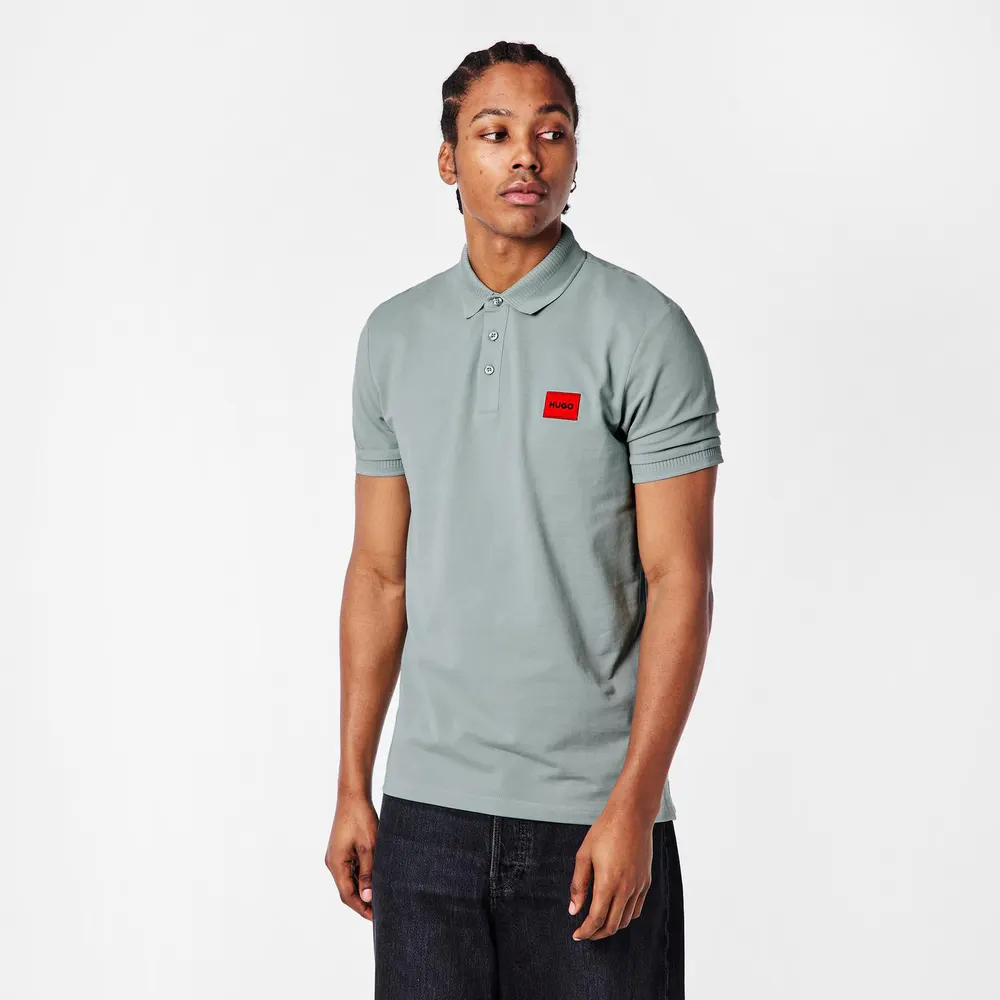 Hugo Mens HUGO Deruso Short Sleeve Polo Shirt with Logo Detail and Ribbed Collar - Premium Cotton detail 3