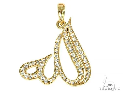 RINA - For Him CUSTOM Custom Made 14K Gold Diamond Allah Pendant 66484 in Rose Gold – Pendant
