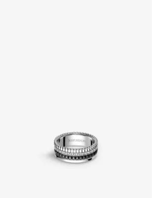 BOUCHERON Quatre 18ct white-gold with 0.24ct round pavé-set diamond and PVD ring - 55mm