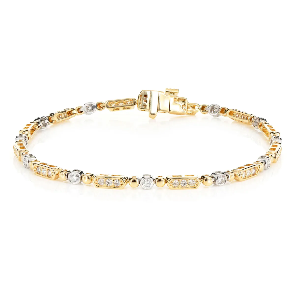 For Him Alternating Bezel & Bar Diamond Link Bracelet