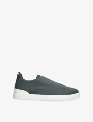 ZEGNA X3 Triple Stitch Woven Low-Top Trainers - EUR 41.5 / 7.5 UK MEN in BLUE/DARK – Mens | Trainers | Lace up trainers